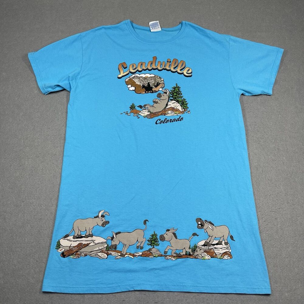 Leadville Colorado Shirt Womens One Size Long Blue Boom Days Pack Burro Race
